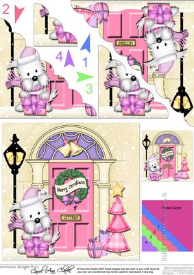 Jess Westie Dog Christmas Door Scallop Corner Stacker Topper
