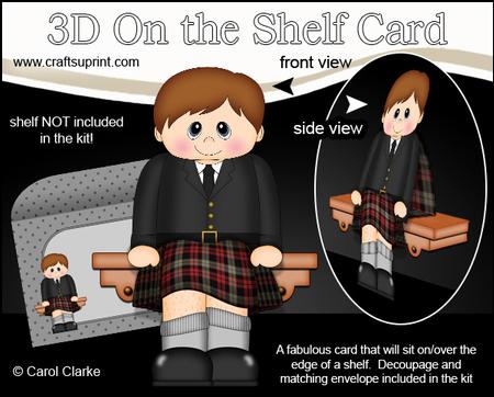 3D on the Shelf Card Kit - Little Scotsman Niall in Kilt