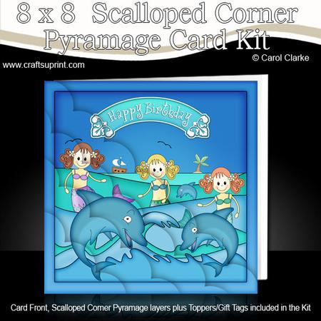 8 x 8 Birthday Mermaids & Dolphins Scalloped Corner Kit