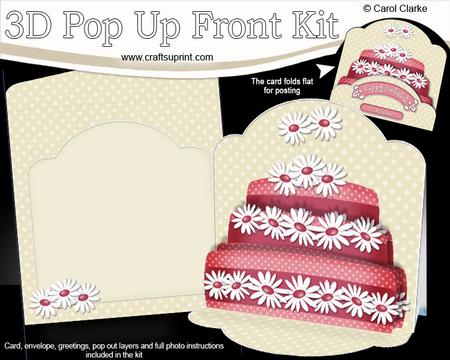 3D Daisy Birthday Cake Pop Up Front Card Kit