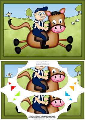 A5 Bert Goes Horse Riding Scallop Corners and Pyramage