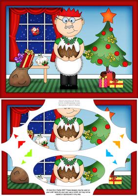 A5 Bert's Christmas Pudding Scallop Corners and Pyramage