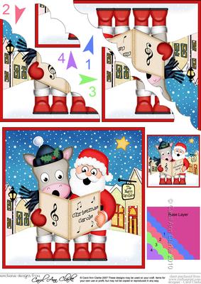 Singing Santa & Gigi Merry Carollers Scallop Corner