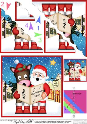 Singing Santa & Gigi Merry Carollers Scallop Corner