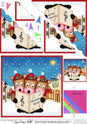 Singing Gigi & Friends Merry Carollers Scallop Corner