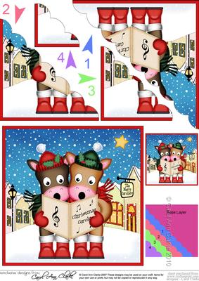 Singing Gigi & Friend Merry Carollers Scallop Corner