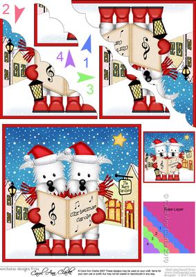 Singing Westie Dogs Carollers Scallop Corner