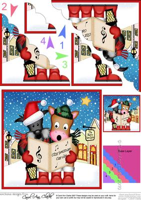 Singing Gigi & Scottie Dog Carollers Scallop Corner