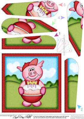 Syd Piggy's Birthday Cake Fan Pyramage Topper