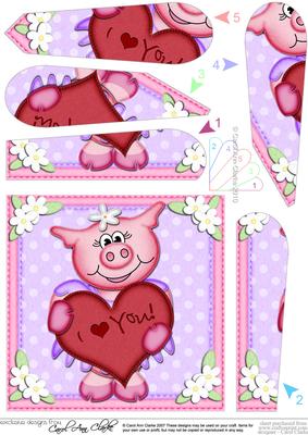 Zoe Piggy's Heart Fan Pyramage Topper