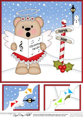 8 x 8 Christmas Angel Livvy Bear Scalloped Corner Topper