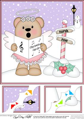 8 x 8 Christmas Angel Livvy Bear Scalloped Corner Topper