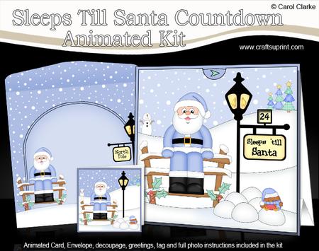3D Xmas Santa Sleeps Till Santa Countdown Moveable Card