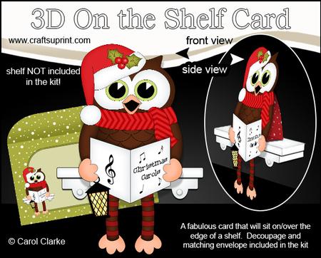 3D on the Shelf Card Kit - Christmas Carol Singing Hoot Owl
