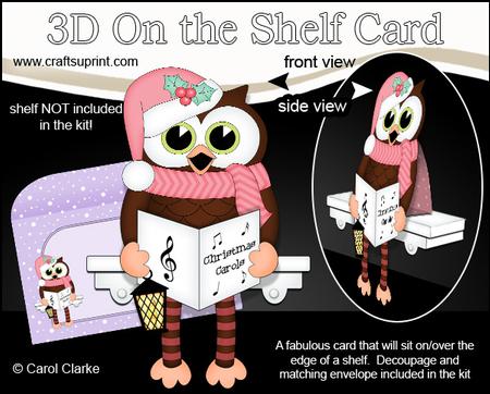 3D on the Shelf Card Kit - Christmas Carol Singing Hoot Owl