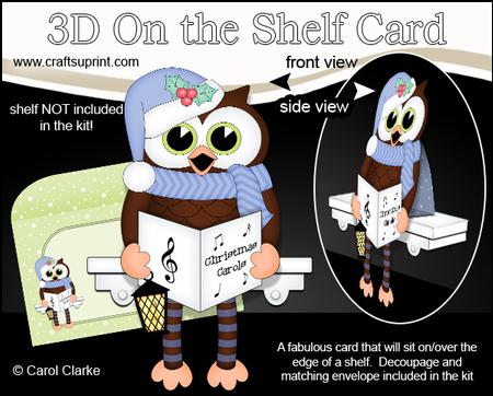 3D on the Shelf Card Kit - Christmas Carol Singing Hoot Owl