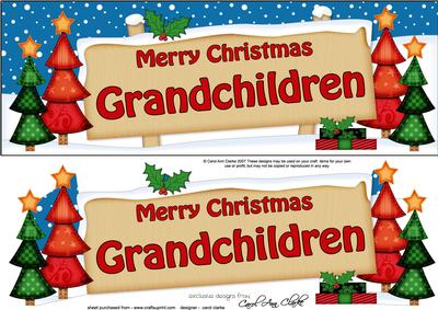 Large Dl Xmas Grandchildren Trees Signpost 3D Decoupage