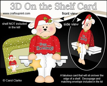 3D on the Shelf Card Kit - Little Christmas Baa Humbug Lamb