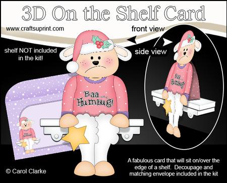 3D on the Shelf Card Kit - Little Christmas Baa Humbug Lamb