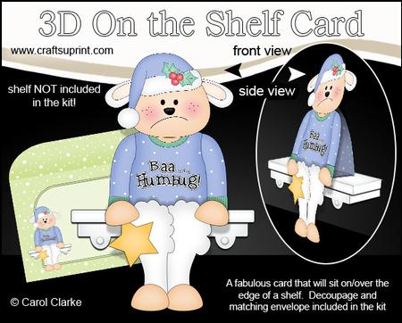3D on the Shelf Card Kit - Little Christmas Baa Humbug Lamb