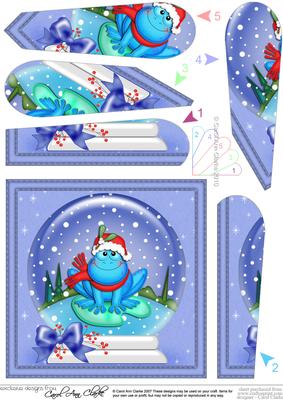 Xmas Freddy Frog Snowglobe Fan Pyramage Topper