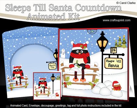 3D Xmas Pip Penguin Sleeps Till Santa Countdown Card