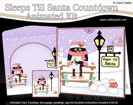 3D Xmas Pip Penguin Sleeps Till Santa Countdown Card