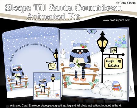 3D Xmas Pip Penguin Sleeps Till Santa Countdown Card