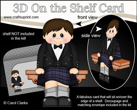 3D on the Shelf Card Kit - Little Scotsman Blair in Kilt
