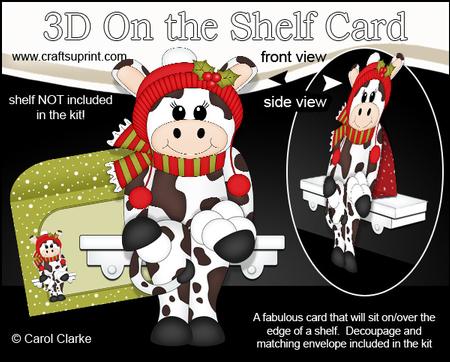 3D on the Shelf Card Kit - Christmas Milly Moo Cow