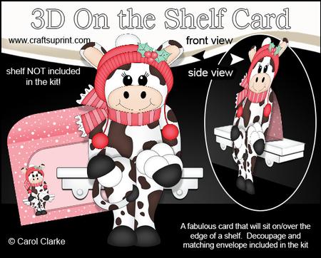 3D on the Shelf Card Kit - Christmas Milly Moo Cow