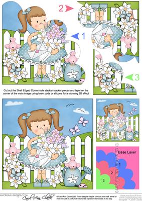 Girlz Liz's Flowers Shell Edged Corner Side Stacker