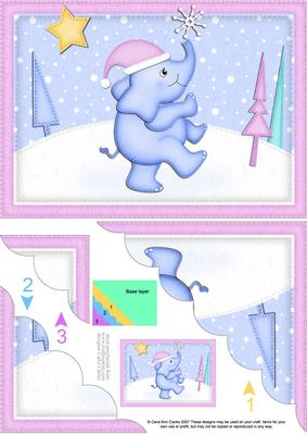 A5 Xmas Elephant Scallop Corner Side Stacker