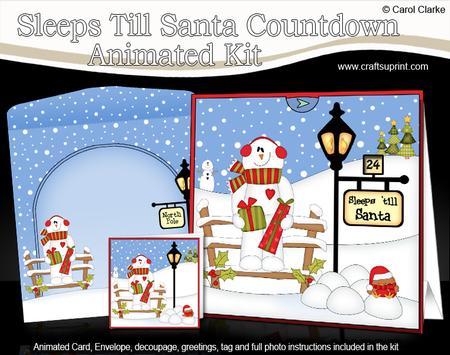 3D Xmas Snowman Rio Sleeps Till Santa Countdown Card