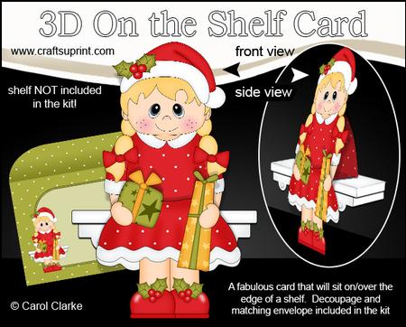 3D on the Shelf Card Kit - Little Christmas Girl Cathy