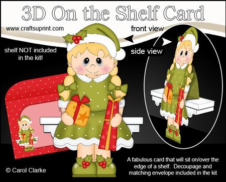 3D on the Shelf Card Kit - Little Christmas Girl Cathy