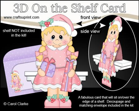 3D on the Shelf Card Kit - Little Christmas Girl Cathy