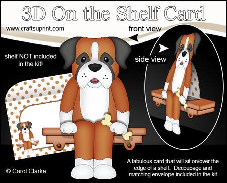 3D on the Shelf Card Kit - Little Boxer Dog Bruiser