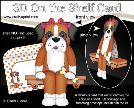 3D on the Shelf Card Kit - Little Boxer Dog Missy