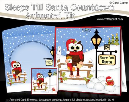 3D Xmas Little Hoot Owl Sleeps Till Santa Countdown Card