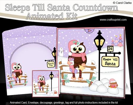 3D Xmas Little Hoot Owl Sleeps Till Santa Countdown Card