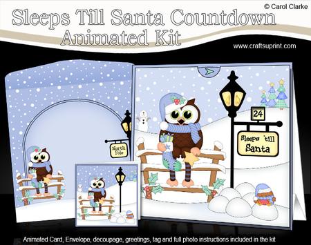3D Xmas Little Hoot Owl Sleeps Till Santa Countdown Card