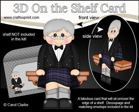 3D on the Shelf Card Kit - Little Scotsman Doug in Kilt