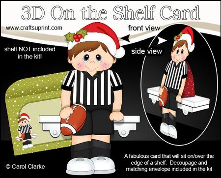 3D on the Shelf Card Kit - Little Christmas Rugby Boy