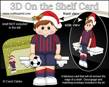 3D on the Shelf Card Kit - Little Christmas Football Boy
