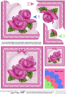 Just Roses Quick Card with Shell Edged Corner Side Stacker