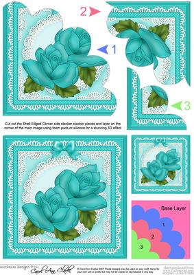Just Roses Quick Card with Shell Edged Corner Side Stacker