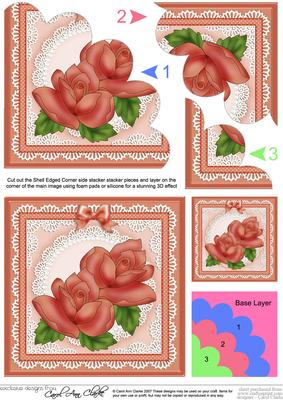 Just Roses Quick Card with Shell Edged Corner Side Stacker