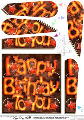 Happy Birthday Stars Fan Pyramage Topper