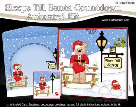 3D Xmas Livvy Bear Sleeps Till Santa Countdown Card